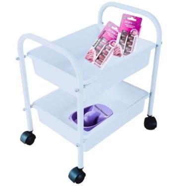 Imagem de Carrinho Porta Esmalte Auxiliar Manicure 2 Bandejas - Mbm  Decor, Bran