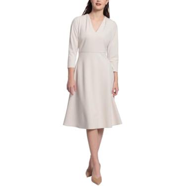 Imagem de Maggy London Vestido feminino de crepe com ajuste de manga curta e flare, Chifre, 36