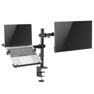 Imagem de Suporte para Monitor 17" a 32" e Notebook 10" a 15,6" em Aço Ajuste de Altura Inclinação Vertical e Rotação Clanm CS13
