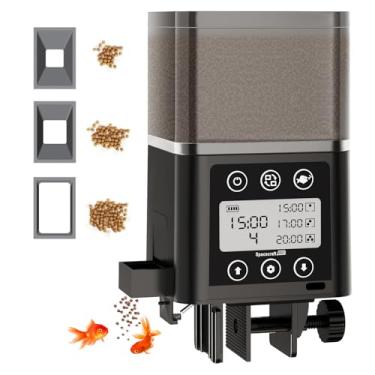 Imagem de Alimentador automático de peixes para aquário, visor LCD de 320 ml, dispensador de alimentos para peixes, à prova de umidade, com temporizador para tiras de pellets (preto)