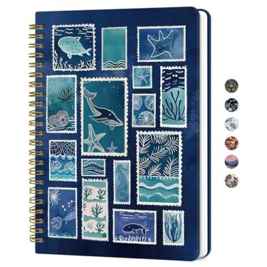 Imagem de Caderno de diário espiral forrado para mulheres, diários pautados pela faculdade A5 para escrever, cadernos de capa dura para trabalho, anotações e material escolar de escritório, 140 páginas