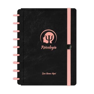 Imagem de Caderno De Disco Iscool Inteligente Personalizado 80 Folhas Profissões Preto Rosê Psicologia Médio M