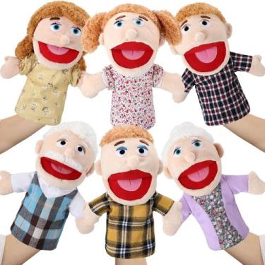Imagem de Conjunto de marionetes de mão Lenwen Family 30 cm com boca móvel, 6 un