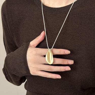 Imagem de Colar Boho feminino de ouro grosso com pingente longo, joia ocidental, estilo caubói chique, gargantilha de couro para shows country, presentes de amizade, Medium, Latão, Sem Pedra Preciosa