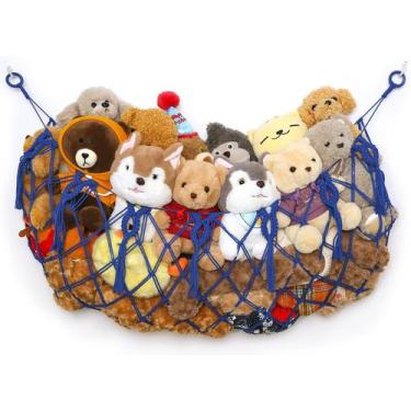 Imagem de Rede de armazenamento de bichos de pelúcia YKBU Blue com 124 cm de lar