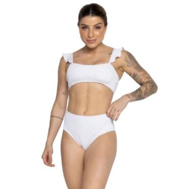 Imagem de Biquíni Hot Pants Manguinha Básico Vekyo Cintura Alta Confotavel Verão