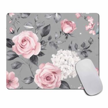 Imagem de Amcove Spring Flores e Folhas Mousepad Rosas Mousepad Rosas Cinza Rosa Rosas Mousepad Flores Materiais de Escritório Mousepad Floral Mouse tapete