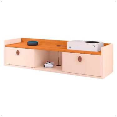 Imagem de Aparador Cantinho do Café Vegas Suspenso Com 2 Portas e Nicho Modelo Moderno (OffWhite/Freijó)