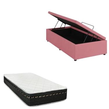 Imagem de Cama Box Baú Blindada com Colchão Eagle Molas Bonnel 22cm (SUEDE ROSA, Solteiro)