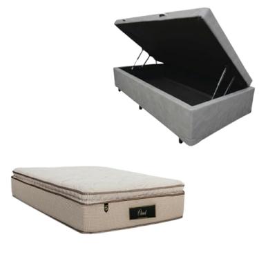 Imagem de Cama Box Baú Blindada com Colchão Cloud Molas Ensacadas C/Pillowtop 32cm (CORINO CINZA, Solteiro)