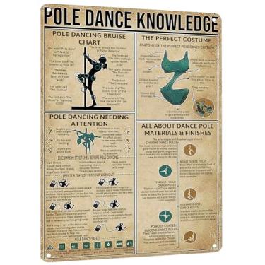 Imagem de HYBLOM Placa de Metal de Conhecimento de Pole Dance - Pôster Decorativo Vintage Engraçado para Casa, Bar e Estúdio - Presente para Dançarinos e Iniciantes 30,5 x 40,6 cm