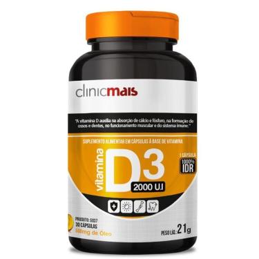 Imagem de Kit 3 Vitamina D3 2000 U.i 500mg Clinicmais 30 Cápsulas