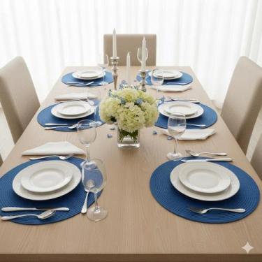 Imagem de Kit Jogo Americano Redondo Mesa Decorativo Jantar Descanso de Prato - 