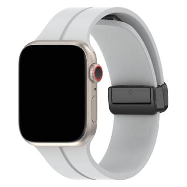 Imagem de Pulseira Silicone Fecho Magnetico LTIMPORTS, compativel com Apple Watch 41mm 40mm 38mm e SE 40mm (Cinza)