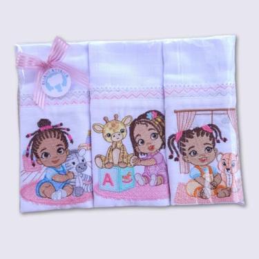 Imagem de Kit 3 Fraldas de Boca - Bebê Negra - Afro Baby - Kit Presente de Bebê - Eliane Atelier