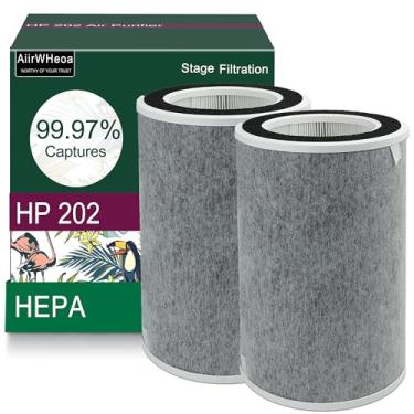 Imagem de Filtro máximo de purificador de ar HEPA verdadeiro HP202 HP201 compatível com Shark HP200 Series, HP202, HP201, HP232, HP302 e HC502, número de peça HE2FKBAS, HE2FKBASMB, pacote com 2