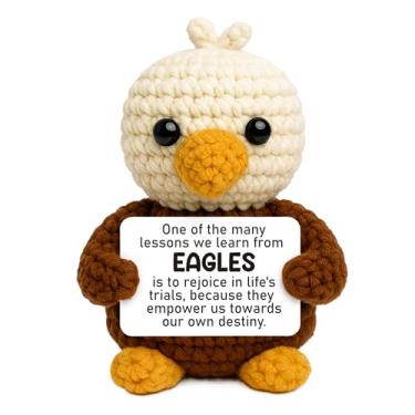Imagem de Canmuchful Presente positivo de águia de crochê – Decoração inspiradora feita à mão para o Natal, Ação de Graças, formatura e ano novo, símbolo motivacional de força e esperança para mulheres, homens