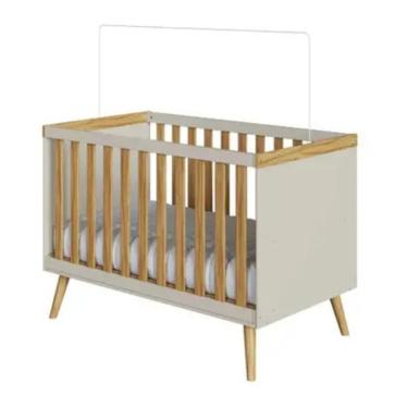 Imagem de Berço Peroba Sky Vira Mini Cama Off White / Amêndoa Infantil