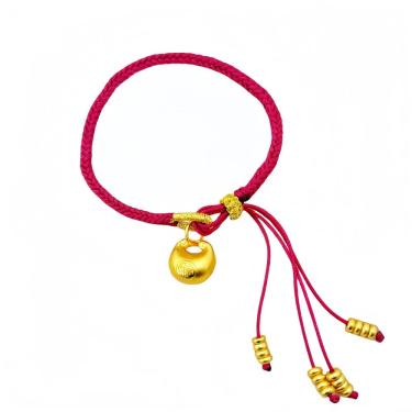 Imagem de Pulseira de corda vermelha feita à mão com marcador dourado e borla