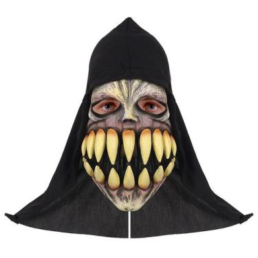 Imagem de Máscara de caveira com capuz, resina de terror assustador para o Hallo