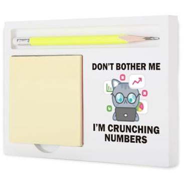 Imagem de Presente de mesa engraçado para contador, bonito Don't Bother Me I'm Crunching Numbers Placa de gato para decoração financeira, CPA Bookkeeper Tax Preparer Auditor Coworker, Porta-notas de promoção de