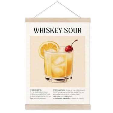 Imagem de Welshower Moldura de cabide de pôster Whiskey Sour Bar, presentes para amantes de uísque, bebedores, arte de parede de coquetel, decoração para bar, bar, bar, lounge, cozinha, casa, quarto
