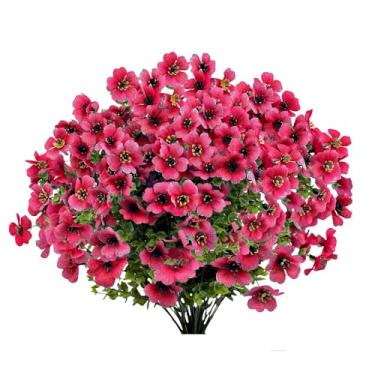 Imagem de Dyale 12 pacotes de flores artificiais de eucalipto, plantas artificiais de plástico ao ar livre, arbustos resistentes a UV, decorações externas internas