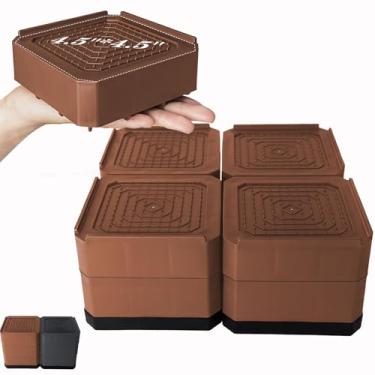 Imagem de Lsteekoop Elevadores de cama de base ampla, móveis empilháveis elevadores de 2, 9,6, 5 polegadas resistentes para poltronas de mesa de mesa, suporta até 2,721 kg, solução de armazenamento sob a cama