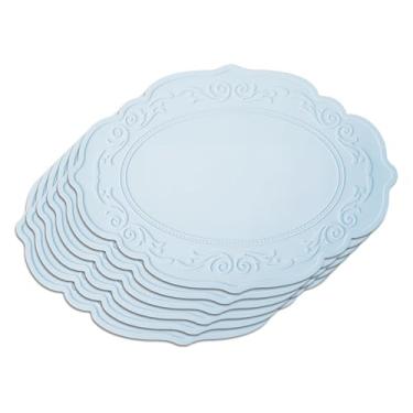 Imagem de Privalace Jogo americano de mesa durável, conjunto de 4, tapetes de mesa impermeáveis antiderrapantes e resistentes ao calor, tapetes de silicone para jantar e festa ao ar livre.