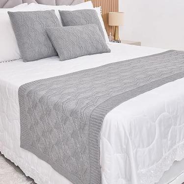 Imagem de Manta Casal, Peseira, Kit Peseira Manta Tricot Cama Casa + 3 Capas Almofadas(Cinza,Casal)