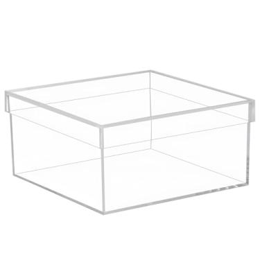 Imagem de Organizador de caixa de plástico, tampa, transparente, 20 cm x 20 cm x 10 cm/20.1 cm x 20.1 cm x 9.9 cm, recipientes, 3500 ml/3,345.2 g, armazenamento, organização doméstica, presentes ideais