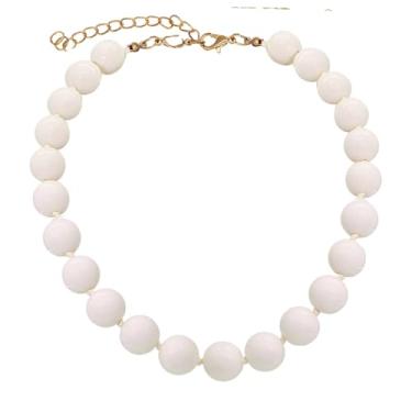 Imagem de JNF Colar de gargantilha turquesa grossa feminina com contas grandes e turquesa, X-Large, Acrílico, Sem Pedra Preciosa