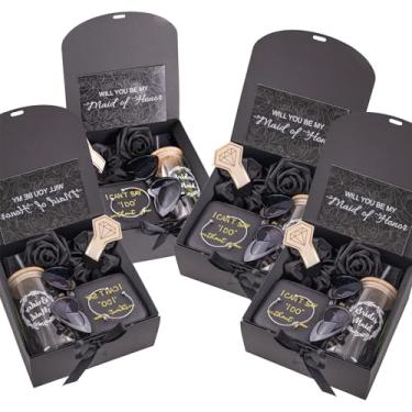 Imagem de Presentes de pedido de dama de honra, presente de dama de honra, inclui caixa de presente de casamento, caixa de joias, bolsa de maquiagem, pulseira, flor de espuma, cartão convidado, óculos, taça de