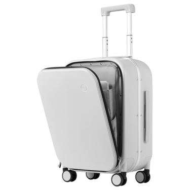 Imagem de Mixi Mala de viagem com rodas giratórias, moldura de alumínio de policarbonato com trava e capa TSA, Branco fumê, 20-Inch, Moda