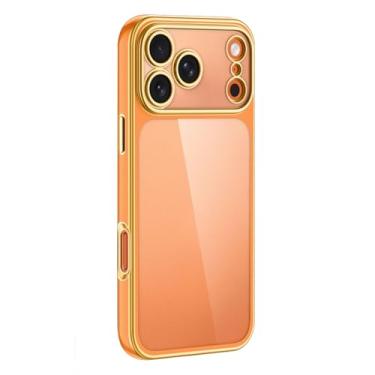 Imagem de LTLMYDAM Capa transparente transparente para iPhone 17 Pro Max/17 Pro/Air/17, capa de proteção para câmera minimalista antiamarelamento, laranja, 17 Pro