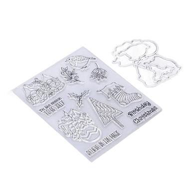 Imagem de Carimbo transparente Selos de scrapbooking estilo natal Material seguro Fácil operação Reutilizável para cartão fotográfico Envelope DIY projetos de artesanato Material TPR 18,2 x