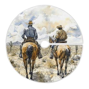 Imagem de Qilmy Saia de árvore de Natal caubói do deserto norte-americano, 120 cm, camurça para árvore de Natal, adequada para decoração de armário em ambientes internos e externos, festas, escritórios, lojas