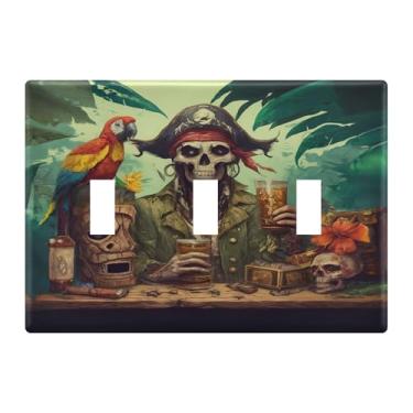 Imagem de Burbuja Pirates Drinking Toggle Light Switch Wall Plate Cover, placa decorativa para parede, parafusos incluídos, 3 gangs