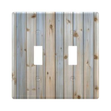 Imagem de Burbuja Capa de placa de parede para interruptor de luz de madeira cor menta, placa decorativa de parede, parafusos incluídos, 2 gangos