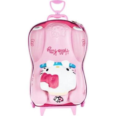 Imagem de Mala Infantil Hello Kitty 3D Com Rodas Rosa