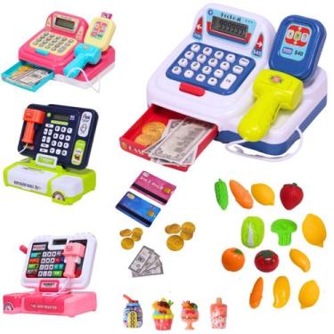 Imagem de Caixa Registradora Infantil Mini Supermercado Luz Som Calculadora e Ac