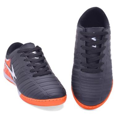 Imagem de Chuteira Adulta WK7, Campo e Quadra, Preto e Laranja, Tênis de Futsal e Futebol com Solado Antiderrapante (Campo/Grama, BR, Adulto, Numérico, 37)