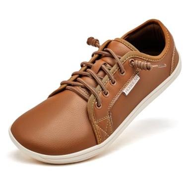 Imagem de HOBIBEAR Tênis masculino largo, minimalista, sem cadarço, sem cadarço, leve, confortável, Marrom, 6 Wide Women/5 Wide Men