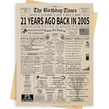 Imagem de Happy 21st Birthday Card Gifts Decoration for Women Men Her Him | Ideias de presentes engraçados felizes exclusivos de 21 anos | De volta em 2005