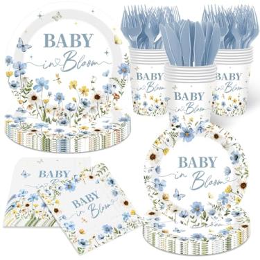 Imagem de Meuqeaju Talheres de flores para bebês (azul)