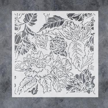 Imagem de GSS Designs Estêncil de parede de flores desabrochando grandes 40,6 x 40,6 cm para pintura em paredes, móveis, estênceis de parede de piso de madeira em vez de papel de parede