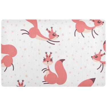 Imagem de TSENQUE Tapete personalizado fofo esquilos animais outono tapete de lama absorvente grande lavável tapete de entrada interno para casa tapete impermeável 81 cm x 50 cm