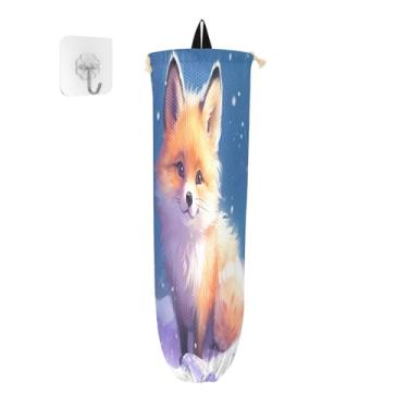 Imagem de Suporte de saco plástico Little Fox, organizador de sacolas plásticas de cozinha, bolsa de compras para pendurar na parede