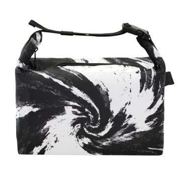 Imagem de TSENQUE Lancheira preta Ink Spiral Storm para mulheres, lancheira portátil, lancheira para trabalho, linda bolsa térmica para adultos