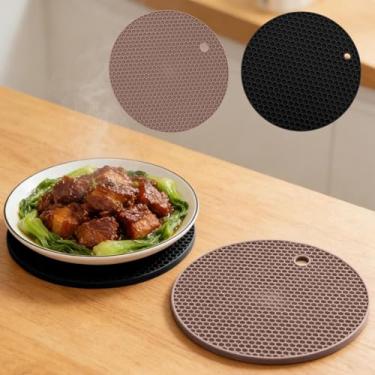 Imagem de Conjunto de 2 peças de jogo americano redondas, tapetes circulares de mesa de jantar texturizados em favo de mel para mesa de cozinha, bancada, uso diário